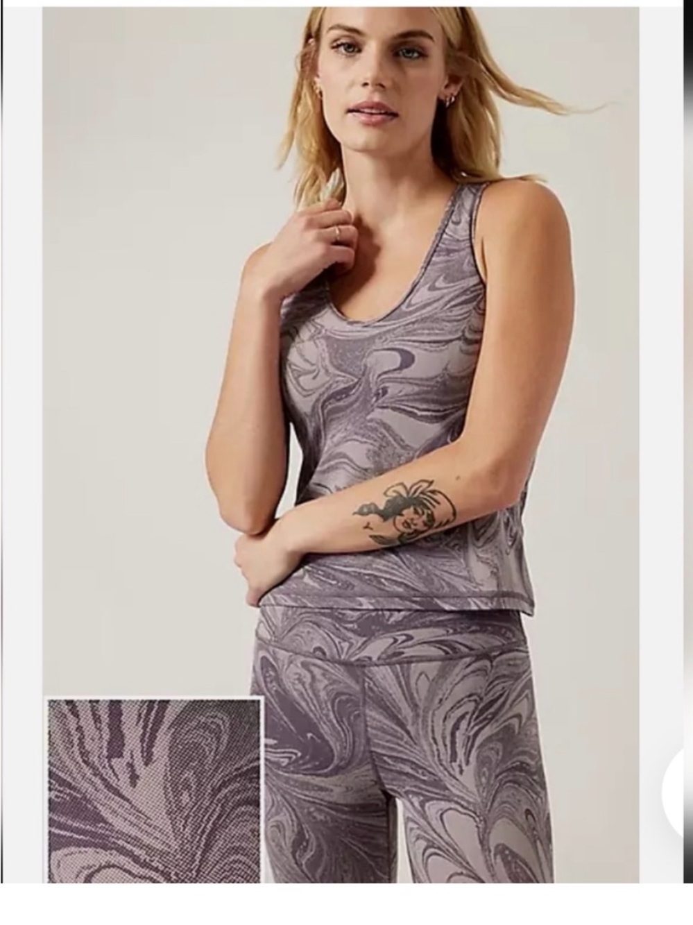 🌟2/$18 SALE Athleta Transcend Tank Top Sumi Marble Size S (tag removed) EUC